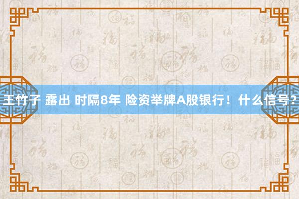 王竹子 露出 时隔8年 险资举牌A股银行！什么信号？