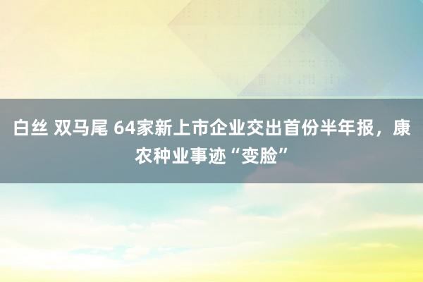 白丝 双马尾 64家新上市企业交出首份半年报，康农种业事迹“变脸”