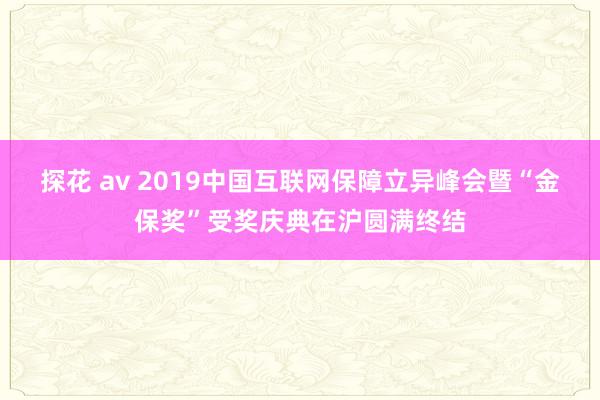 探花 av 2019中国互联网保障立异峰会暨“金保奖”受奖庆典在沪圆满终结