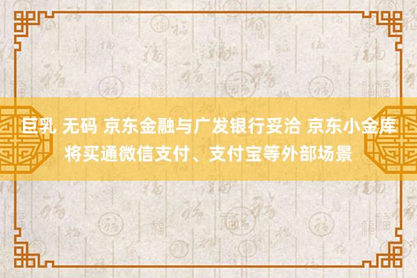 巨乳 无码 京东金融与广发银行妥洽 京东小金库将买通微信支付、支付宝等外部场景