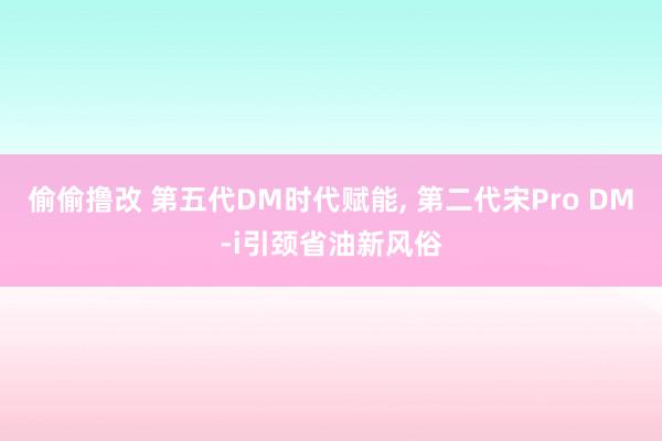 偷偷撸改 第五代DM时代赋能， 第二代宋Pro DM-i引颈省油新风俗