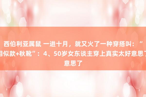 西伯利亚属鼠 一进十月，就又火了一种穿搭叫：“相似款+秋靴”：4、50岁女东谈主穿上真实太好意思了