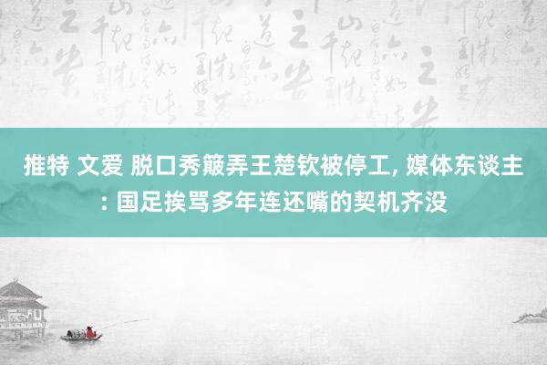 推特 文爱 脱口秀簸弄王楚钦被停工， 媒体东谈主: 国足挨骂多年连还嘴的契机齐没