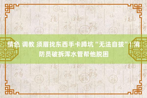 情色 调教 须眉找东西手卡蹲坑“无法自拔”! 消防员破拆浑水管帮他脱困