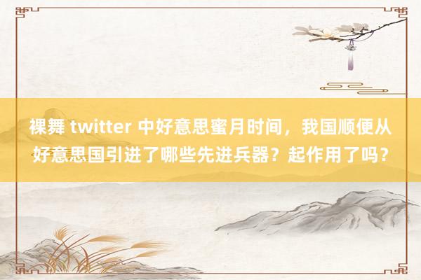 裸舞 twitter 中好意思蜜月时间，我国顺便从好意思国引进了哪些先进兵器？起作用了吗？