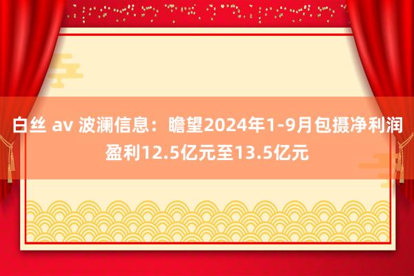 白丝 av 波澜信息：瞻望2024年1-9月包摄净利润盈利12.5亿元至13.5亿元