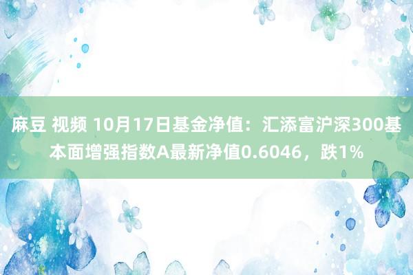 麻豆 视频 10月17日基金净值：汇添富沪深300基本面增强指数A最新净值0.6046，跌1%