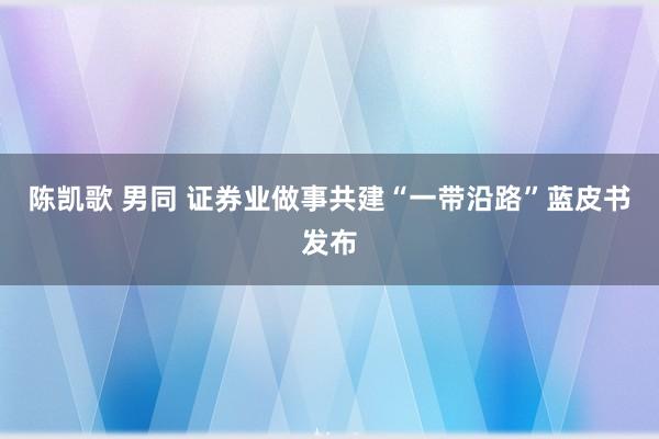 陈凯歌 男同 证券业做事共建“一带沿路”蓝皮书发布