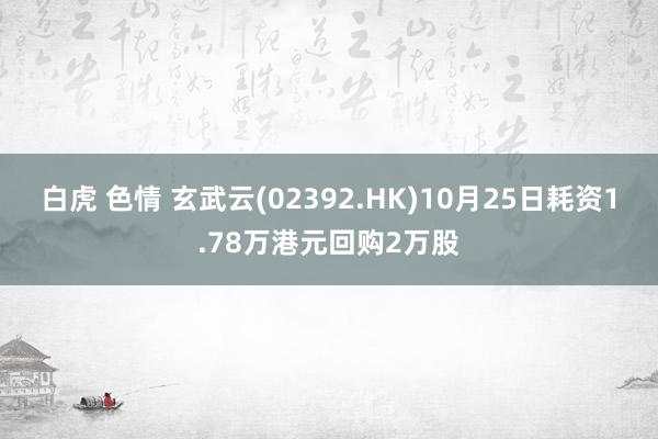 白虎 色情 玄武云(02392.HK)10月25日耗资1.78万港元回购2万股