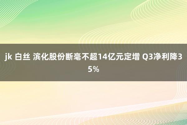 jk 白丝 滨化股份断毫不超14亿元定增 Q3净利降35%