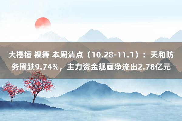 大摆锤 裸舞 本周清点（10.28-11.1）：天和防务周跌9.74%，主力资金规画净流出2.78亿元