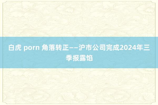 白虎 porn 角落转正——沪市公司完成2024年三季报露馅