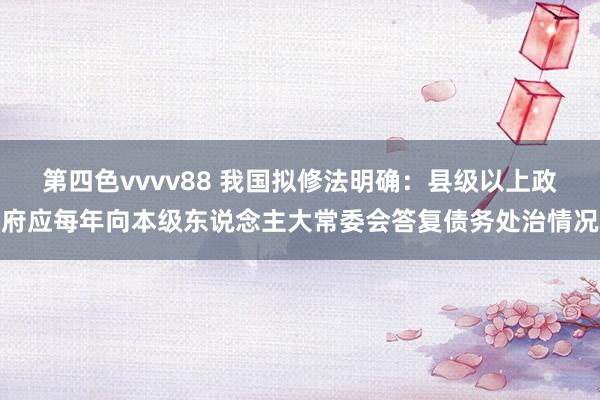 第四色vvvv88 我国拟修法明确：县级以上政府应每年向本级东说念主大常委会答复债务处治情况