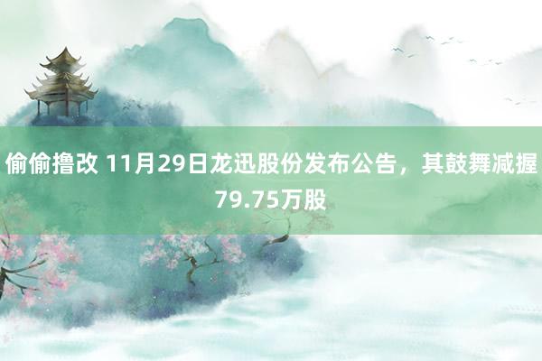 偷偷撸改 11月29日龙迅股份发布公告，其鼓舞减握79.75万股