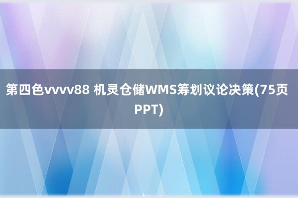 第四色vvvv88 机灵仓储WMS筹划议论决策(75页 PPT)