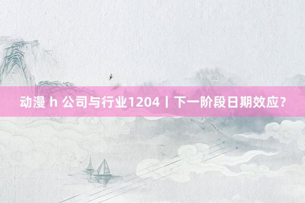 动漫 h 公司与行业1204丨下一阶段日期效应？