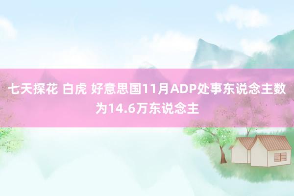 七天探花 白虎 好意思国11月ADP处事东说念主数为14.6万东说念主