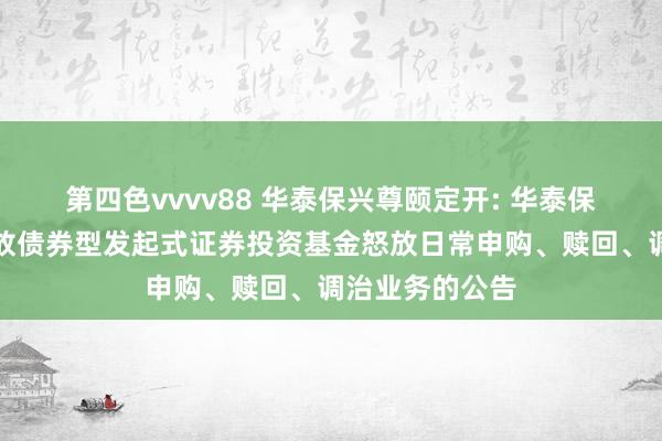 第四色vvvv88 华泰保兴尊颐定开: 华泰保兴尊颐按时怒放债券型发起式证券投资基金怒放日常申购、赎回、调治业务的公告