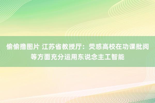 偷偷撸图片 江苏省教授厅：荧惑高校在功课批阅等方面充分运用东说念主工智能