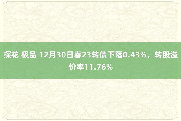 探花 极品 12月30日春23转债下落0.43%，转股溢价率11.76%